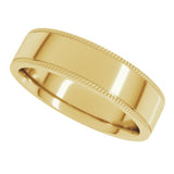 14K Yellow Gold 6 mm Rope Edge Comfort-Fit Flat Band Size 7