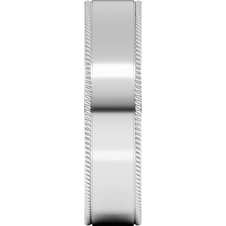 Sterling Silver 6 mm Rope Edge Comfort-Fit Flat Band Size 16