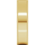 14K Yellow Gold 6 mm Rope Edge Comfort-Fit Flat Band