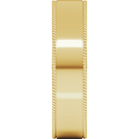 10K Yellow Gold 6 mm Rope Edge Comfort-Fit Flat Band Size 9.5