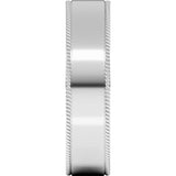 14K White Gold 6 mm Rope Edge Comfort-Fit Flat Band