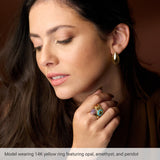 14K Yellow Natural Mexican Fire Opal & Natural Citrine Halo-Style Ring