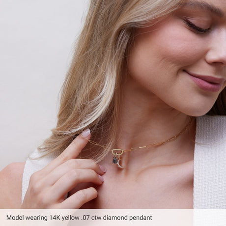 14K Yellow .07 CTW Natural Diamond Crescent Moon Charm/Pendant