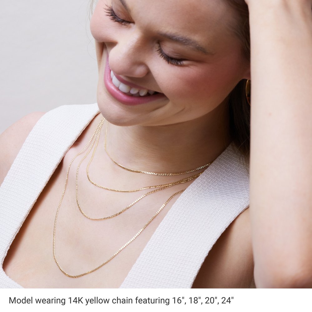 14K White Gold 1.95 mm Curb 16" Chain