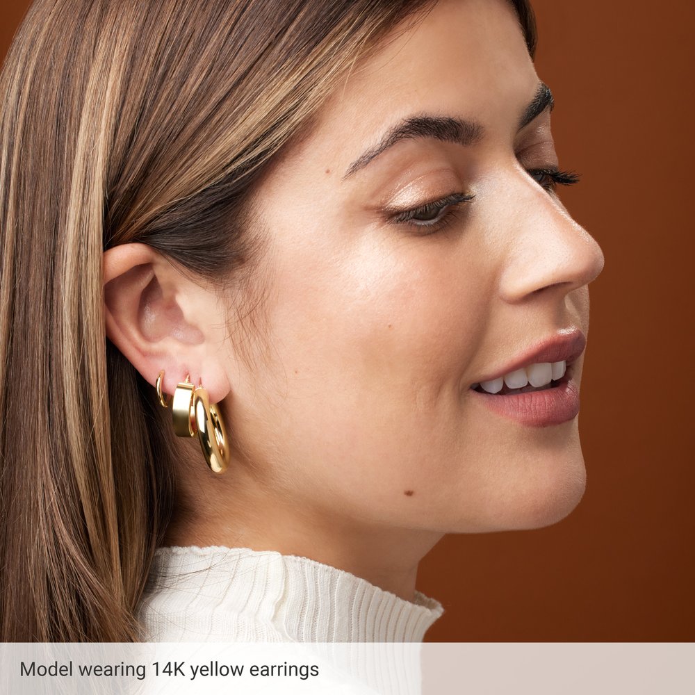 14K White Flat Tube 23 mm Hoop Earrings