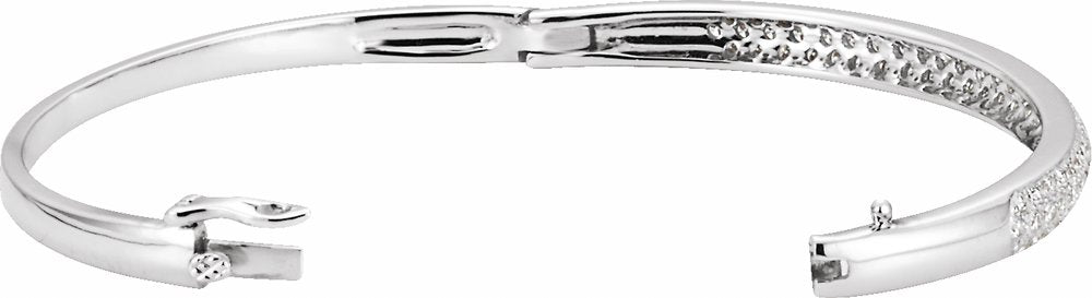 14K White Gold 1 1/2 CTW Natural Diamond Bangle 7" Bracelet