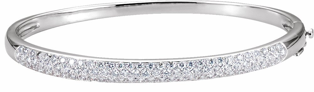 14K White Gold 1 1/2 CTW Natural Diamond Bangle 7 1/2" Bracelet