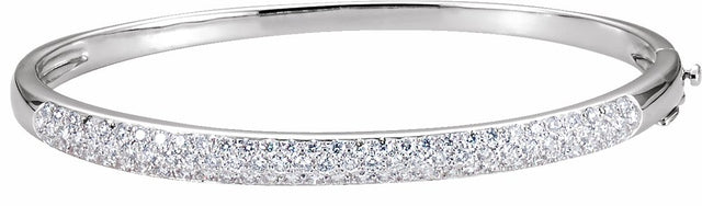14K White Gold 1 1/2 CTW Natural Diamond Bangle 7 1/2" Bracelet