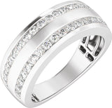 14K White 3/4 CTW Lab-Grown Diamond Tapered Band