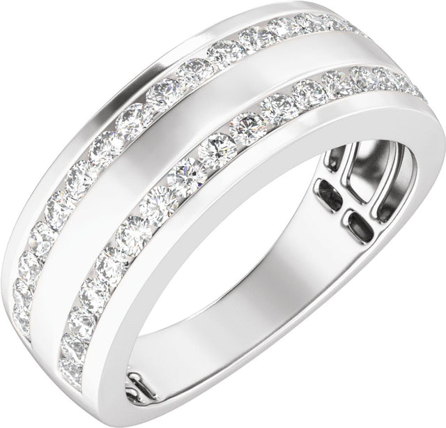 14K White 3/4 CTW Lab-Grown Diamond Tapered Band