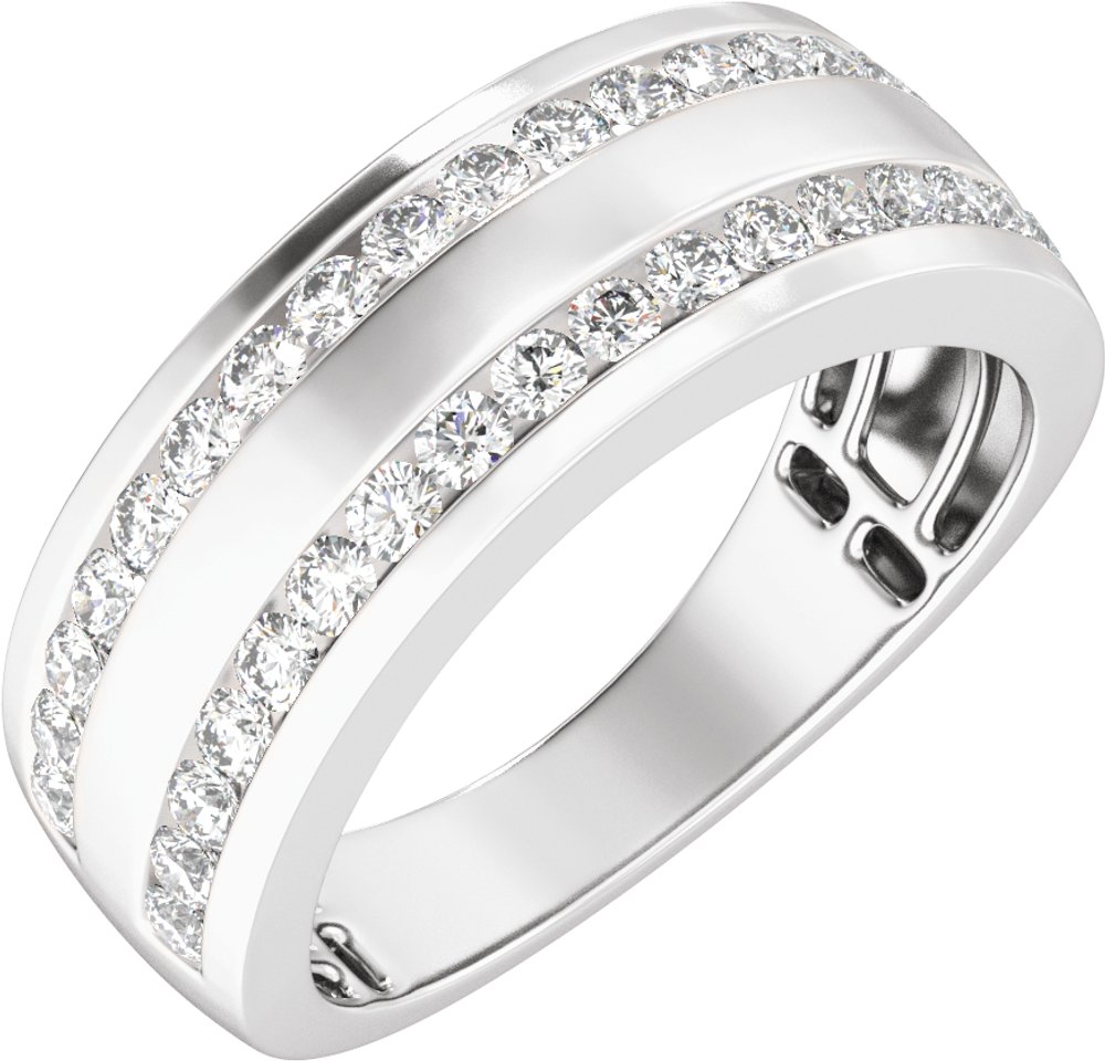 14K White Gold 3/4 CTW Lab-Grown Diamond Tapered Band