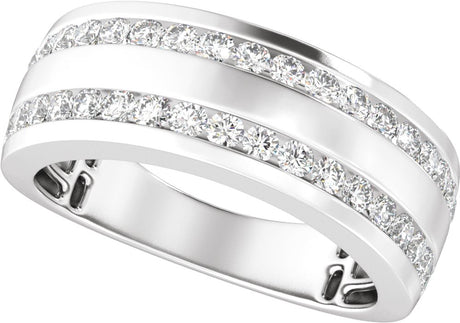 14K White Gold 3/4 CTW Lab-Grown Diamond Tapered Band