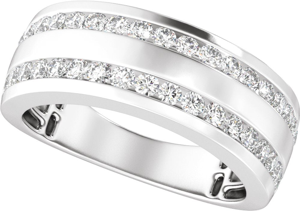 14K White Gold 3/4 CTW Lab-Grown Diamond Tapered Band