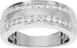 14K White Gold 3/4 CTW Lab-Grown Diamond Tapered Band