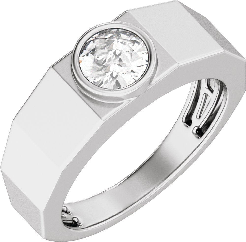 14K White Gold 1 CT Lab-Grown Diamond Tapered Band