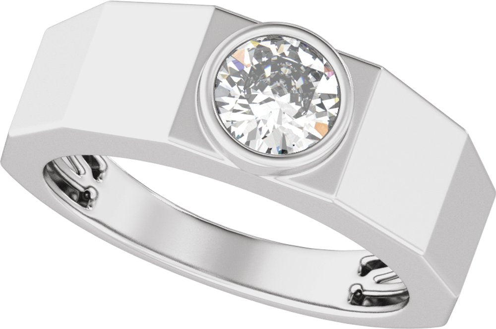 14K White Gold 1 CT Lab-Grown Diamond Tapered Band