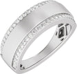 14K White 1/2 CTW Lab-Grown Diamond Stepped-Edge Tapered Half Round Band