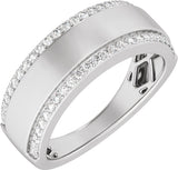 14K White Gold 1/2 CTW Lab-Grown Diamond Stepped-Edge Tapered Half Round Band