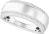 14K White 1/2 CTW Lab-Grown Diamond Stepped-Edge Tapered Half Round Band
