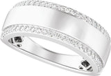 14K White Gold 1/2 CTW Lab-Grown Diamond Stepped-Edge Tapered Half Round Band
