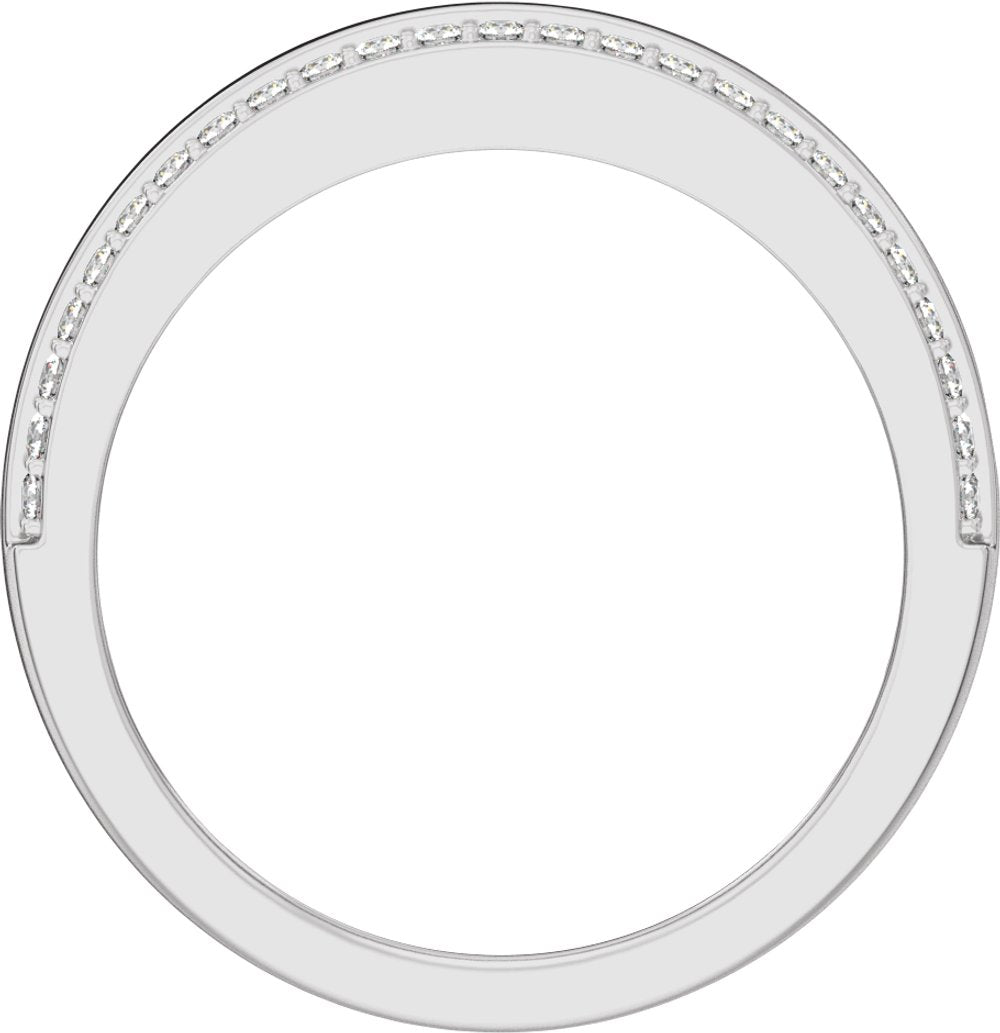 14K White 1/2 CTW Lab-Grown Diamond Stepped-Edge Tapered Half Round Band