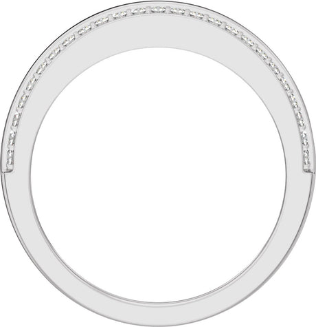 14K White Gold 1/2 CTW Lab-Grown Diamond Stepped-Edge Tapered Half Round Band