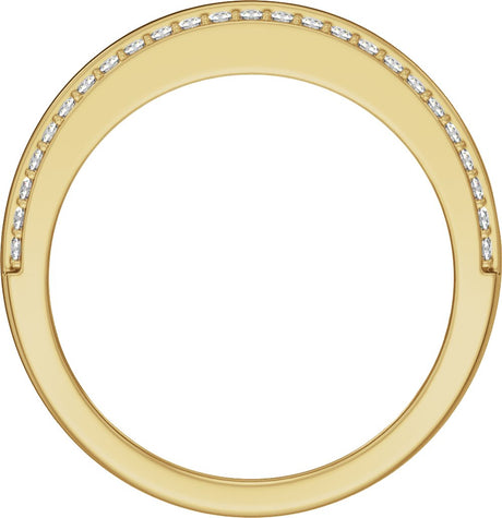 14K Yellow Gold 1/2 CTW Lab-Grown Diamond Stepped-Edge Tapered Half Round Band