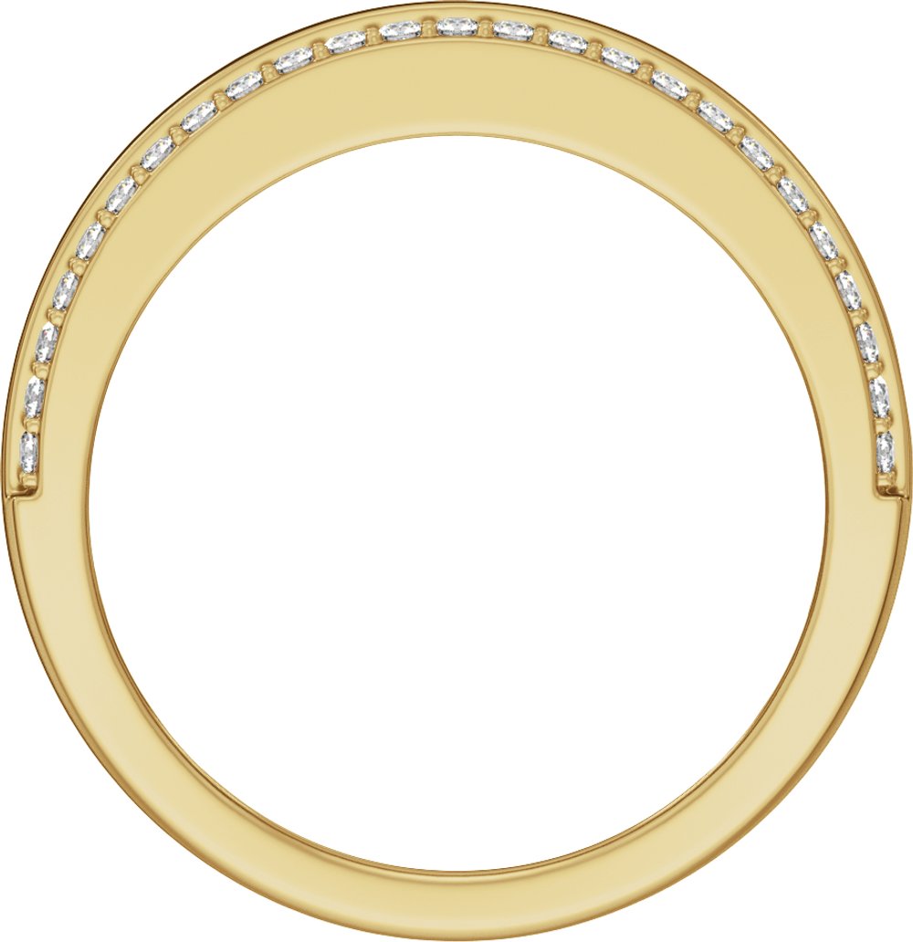 14K Yellow 1/2 CTW Lab-Grown Diamond Stepped-Edge Tapered Half Round Band