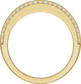 14K Yellow 1/2 CTW Lab-Grown Diamond Stepped-Edge Tapered Half Round Band