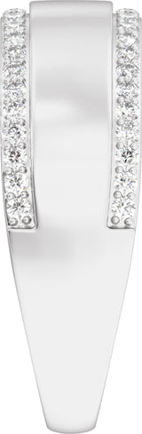 14K White 1/2 CTW Lab-Grown Diamond Stepped-Edge Tapered Half Round Band