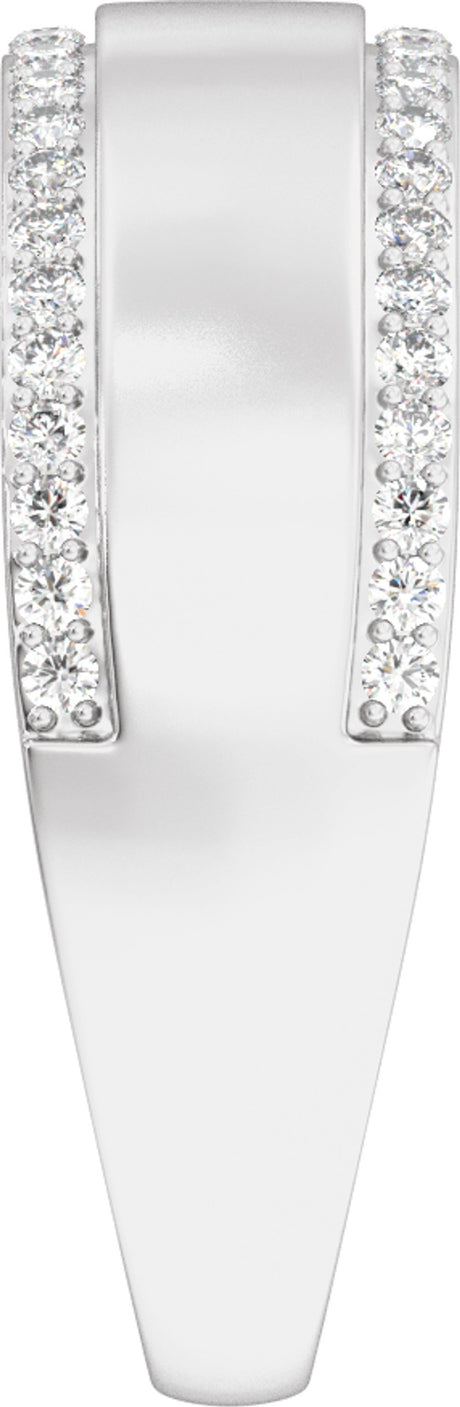 14K White Gold 1/2 CTW Lab-Grown Diamond Stepped-Edge Tapered Half Round Band