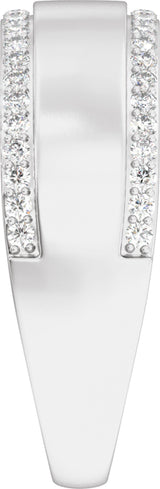 14K White Gold 1/2 CTW Lab-Grown Diamond Stepped-Edge Tapered Half Round Band