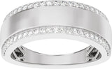 14K White 1/2 CTW Lab-Grown Diamond Stepped-Edge Tapered Half Round Band