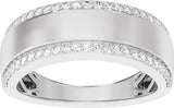 14K White Gold 1/2 CTW Lab-Grown Diamond Stepped-Edge Tapered Half Round Band