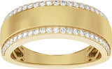 14K Yellow 1/2 CTW Lab-Grown Diamond Stepped-Edge Tapered Half Round Band