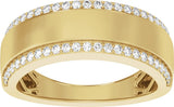 14K Yellow Gold 1/2 CTW Lab-Grown Diamond Stepped-Edge Tapered Half Round Band