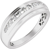 14K White 1/2 CTW Lab-Grown Diamond Stepped-Edge Tapered Band