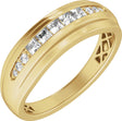14K Yellow Gold 1/2 CTW Lab-Grown Diamond Stepped-Edge Tapered Band