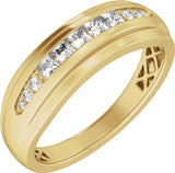 14K Yellow 1/2 CTW Lab-Grown Diamond Stepped-Edge Tapered Band