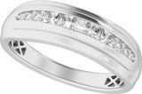 14K White Gold 1/2 CTW Lab-Grown Diamond Stepped-Edge Tapered Band