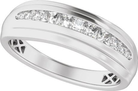 14K White Gold 1/2 CTW Lab-Grown Diamond Stepped-Edge Tapered Band
