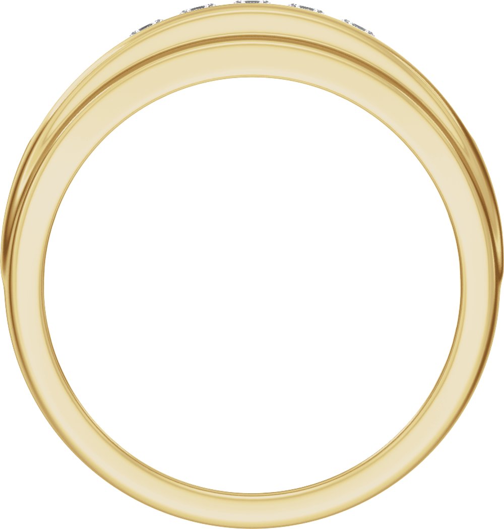 14K Yellow Gold 1/2 CTW Lab-Grown Diamond Stepped-Edge Tapered Band