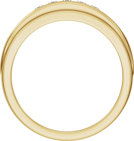 14K Yellow Gold 1/2 CTW Natural Diamond Stepped-Edge Tapered Band