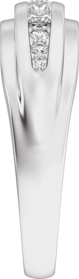 14K White Gold 1/2 CTW Lab-Grown Diamond Stepped-Edge Tapered Band