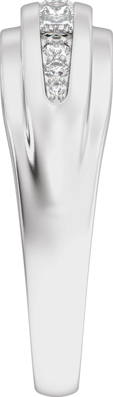 14K White Gold 1/2 CTW Natural Diamond Stepped-Edge Tapered Band