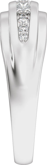 14K White Gold 1/2 CTW Lab-Grown Diamond Stepped-Edge Tapered Band