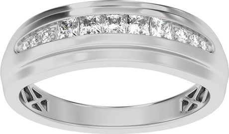 14K White Gold 1/2 CTW Natural Diamond Stepped-Edge Tapered Band