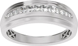 14K White Gold 1/2 CTW Natural Diamond Stepped-Edge Tapered Band