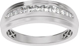 14K White 1/2 CTW Lab-Grown Diamond Stepped-Edge Tapered Band