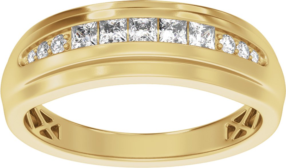14K Yellow 1/2 CTW Lab-Grown Diamond Stepped-Edge Tapered Band